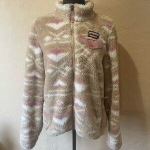 gerry super cute cream and pink fuzzy zip up jacket